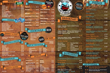 Menu 1 - Old Cape Last Trading Post - Xplorioâ„¢ Agulhas