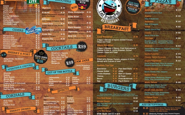 Menu 1 - Old Cape Last Trading Post - Xplorioâ„¢ Agulhas