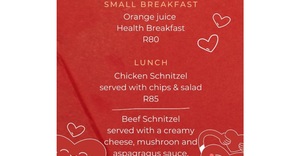 14 February 2023: Valentine's Day Menu