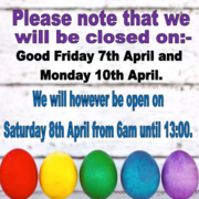 Easter Weekend Opening Hours