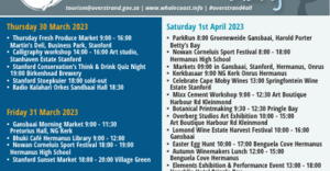 Overstrand Tourism Diary 30 March - 9 April 2023