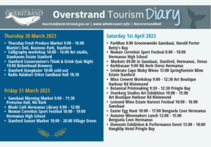 Overstrand Tourism Diary 30 March - 9 April 2023