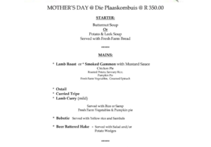14 May 2023: Mother's Day Menu