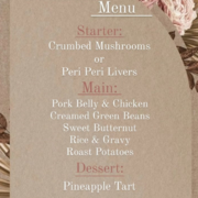 14 May 2023: Mother's Day Menu