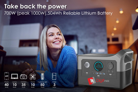 700W (peak 1000W), 504Wh Reliable Lithium Battery