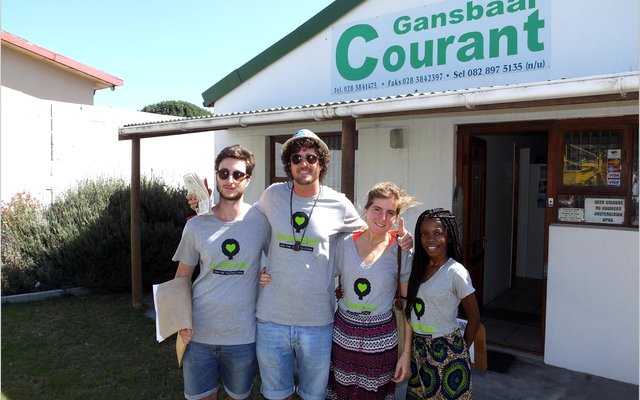 Federico Paoli, Roland Smit, Alessandra Barnato and Grace Rangata visited the Gansbaai Courant office on Friday.