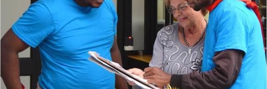Executive Mayor Nicolette Botha-Guthrie (centre) receiving a â€œMemorandum of Awareness and Supportâ€ petition  from Siyabonga Vonco (right) and Mziwamakhosi Yiko-Skosana (left) of The Hermanus Rainbow Trust community development organisation. 