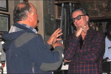 Wilfred Chivell, host of the marine evening, talking conservation with Richard Peirce. 