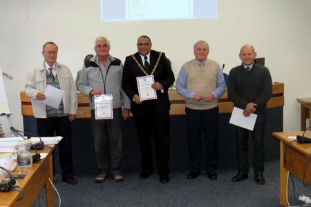From left Ald Daan Oosthuizen, Ald Johan Kriel, Ald Lincoln de Bruyn, Ald Johan Nieuwoudt (Speaker) and Ald Sakkie Franken during the representation of the Status of Alderman.