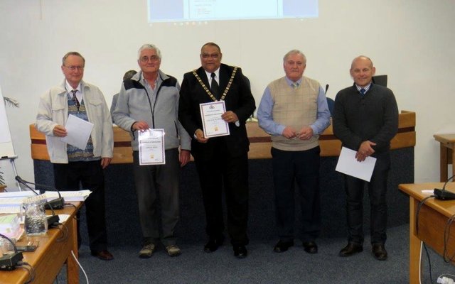 From left Ald Daan Oosthuizen, Ald Johan Kriel, Ald Lincoln de Bruyn, Ald Johan Nieuwoudt (Speaker) and Ald Sakkie Franken during the representation of the Status of Alderman.