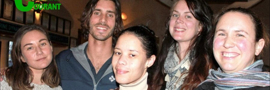 Left is Deen Hill (guest speaker) with his girlfriend, Daynie Sanderson and the Marine Dynamics team from ltr Anwynn Louw, Cari du Preez and Meredith Thornton.