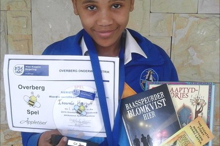 Tsoanelo Haarhoff (11), â€˜n Graad 5 leerder van Gansbaai PrimÃªr, het uitstekend tydens die jaarlikse WOW Spelkompetisie gevaar. 