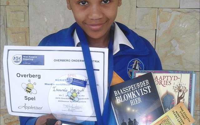 Tsoanelo Haarhoff (11), â€˜n Graad 5 leerder van Gansbaai PrimÃªr, het uitstekend tydens die jaarlikse WOW Spelkompetisie gevaar. 