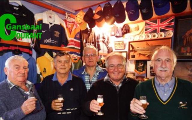 Craft beer tasting in David MacDonaldâ€™s â€œmuseum houseâ€ in Pearly Beach with some friends. From ltr Pietie van Dyk, Hermie Schonken, Robert Pace, Gerrie Barnard and David MacDonald (host).