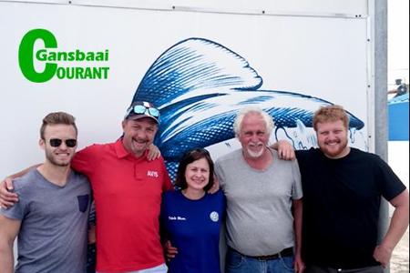 The Revs Per Minute film team visited Gansbaai and Hermanus on a road trip for Avis Southern Africa.Â  The well-known personality, Sasha Martinengo, joined the road trip and they were travelling in a Â Volkswagen, corporate sponsor of the Dyer Island Conservation Trust (DICT). They decided to visit the Trustâ€™sÂ African Penguin and Seabird Sanctuary (APSS). They also took a trip on board Dream Catcher with Dyer Island Cruises where they enjoyed the marine wildlife of our Dyer Island ecosystem. Â Local and uncle to Sasha, Italo Martinego, stopped in for a quick hello to his nephew. From ltr Ronald le Roux,Â Sasha Martinengo,Â Brenda du Toit, Jan Sime and Ian Sime.