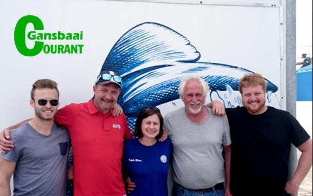 The Revs Per Minute film team visited Gansbaai and Hermanus on a road trip for Avis Southern Africa.Â  The well-known personality, Sasha Martinengo, joined the road trip and they were travelling in a Â Volkswagen, corporate sponsor of the Dyer Island Conservation Trust (DICT). They decided to visit the Trustâ€™sÂ African Penguin and Seabird Sanctuary (APSS). They also took a trip on board Dream Catcher with Dyer Island Cruises where they enjoyed the marine wildlife of our Dyer Island ecosystem. Â Local and uncle to Sasha, Italo Martinego, stopped in for a quick hello to his nephew. From ltr Ronald le Roux,Â Sasha Martinengo,Â Brenda du Toit, Jan Sime and Ian Sime.