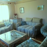 View of the beach-themed lounge