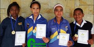 Intersen Toppresteerders: Vlnr Kalistos Manuel, Kaylin Robertson, Tazneen Baardman en Lyle Hess. 