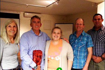 Gansbaai Business Chamber held their final membersâ€™ evening with Gerald Elske, an experienced business consultant, as guest speaker (second from left). With him are: The chamberâ€™s chairperson, Julia Barlow, secretary, Doulene Els and members Hein van Wyk and Mynhardt Geyer. 