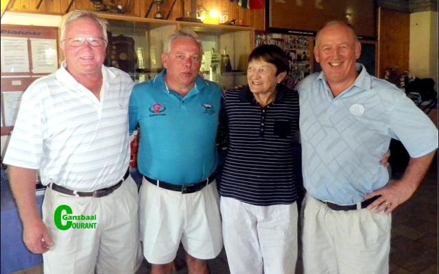  The Thorburn Security Competition winners in a 4BBB Stableford. From ltr John Hitchcock (Sponsor), Jacques Nell (Club captain), June Rahn (Winner) and Wilfred van Coller (Winner)