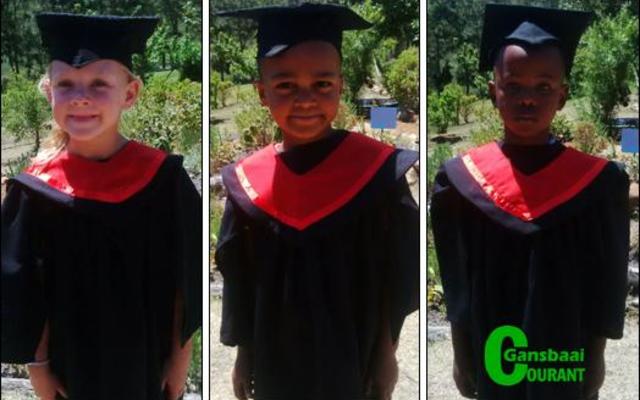 The three young scholars who graduated from the Flower Valley Early Learning Centre - all from Masakhane and De Kelders. They received their Grade R Diplomas and are heading off to â€˜big schoolâ€™ from 2017. From left to right Verushka Vermeulen, Eyam May and Imivuyo Gugula