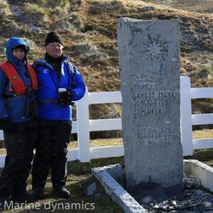 Wilfred  Chivell  and  Susan  Visagie visited the grave of Sir Ernest Shackleton who undertook three expeditions to the Antarctic on his ship, Endurance.  He died  in  1921  of a heart attack  after the third expedition. At his wifeâ€™s request he was buried there.