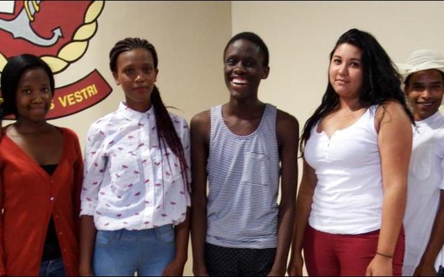 Part of Gansbaai Academiaâ€™s 10 grade 12 top candidates during the announcement of the 2016 grade 12 results. From left: DeeJay Slamat, Anelisa Jacobs, Kalipha Pike, Analo Yawa (Top candidate), Chenelle Petrumal, Deswill Booi and ShanÃ© Aucamp.
