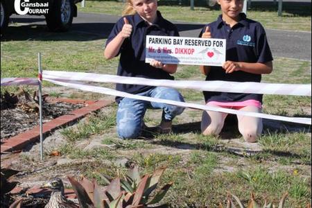 Twee meisies van die Generation School Hermanus,Â  Theresa-Belle Boothway en Charlotte Westerhout, was baie beÃ¯ndruk met Overstrand Munisipaliteit se afbakening van â€˜n dikkoppie broeipaar se nes met verkeerslinte agter die hofgebou. Hulle het in samewerking met die munisipaliteit â€˜n spesiale padteken daar laat aanbring: â€œParking Bay Reserved for Mr & Mrs Dikkopâ€!