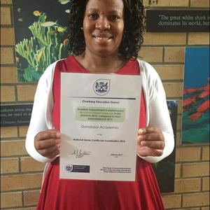 Olivia Nojozi, grade 12 educator in isiXhosa with the diploma: â€œGreatest improvement in performance in isiXhosa in the district in 2016, compared to their performance in 2015â€.   