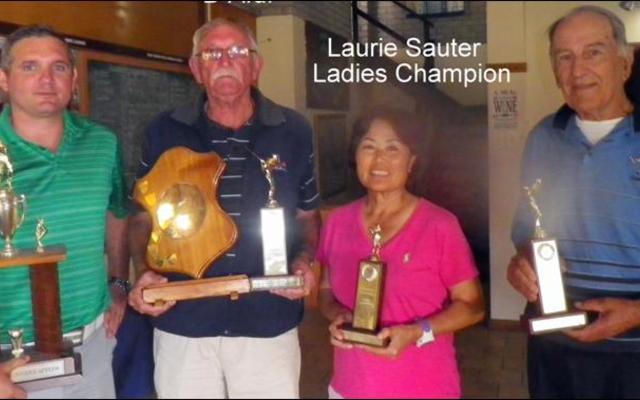 Die trotse 2017 Klubkampioene. Vlnr Pieter Loubser (Klubkampioen), George Hunt (B-Afd), Laurie Sauter (Dame Klubkampioen) en Pierre Lombard (C-Afd).