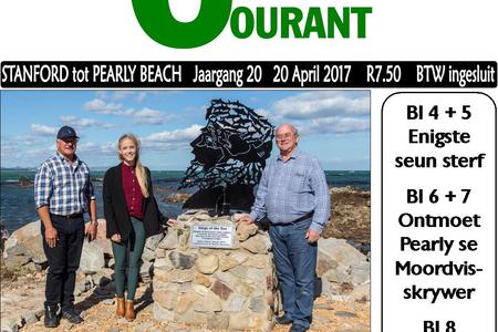 In  honour  of  the  legendary  white  sharks  in  the area, Marine Dynamicsâ€™ Wilfred Chivell commissioned Kleinbaai harbourâ€™s first piece of art.  It was officially unveiled by Deputy Mayor Dudley Coetzee (right) during a windy  afternoon last Saturday, 15 April 2017.    Artist, Jenna Harris (middle) was commissioned to create a unique piece of art, typical of this area.  