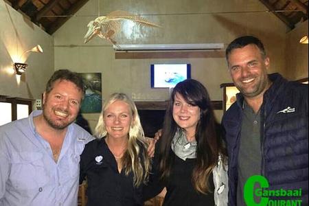 Harry Stone, Dyer Island Conservation Trust Marine Biologist, Alison Towner, Marine Dynamics Marketing Manager Cari du Preez and guest speaker Jean Trefson.