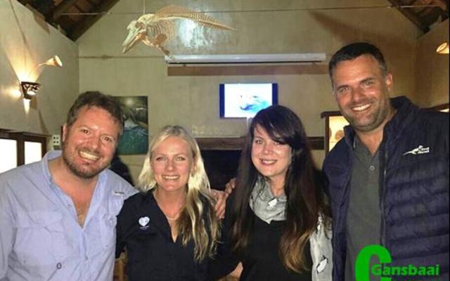 Harry Stone, Dyer Island Conservation Trust Marine Biologist, Alison Towner, Marine Dynamics Marketing Manager Cari du Preez and guest speaker Jean Trefson.