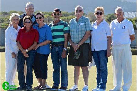 Die rolbalspelers wat â€˜n afrigterskursus deurloop het. Van links is Marina van Wyk (Nasionale afrigter), Lani Swart, Peet Neethling, Adri Bester, Ken Lumb, Judith Vorster en Archie Chambers (Klubafrigter).