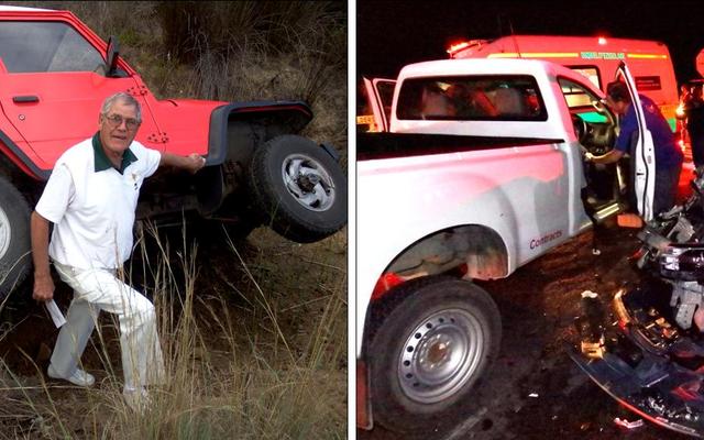 Die veiligheid van die R43-roete vanaf Hermanus tot by Die Damme word vandeesweek onder die soeklig geplaas, na twee botsings wat die afgelope naweek plaasgevind het. Links bo is die voertuig van Tommie van Niekerk wat by die Stanford-kruising in â€˜n botsing met â€˜n BMW betrokke was. Regs bo is twee van die drie voertuie wat ook op die R43 by die Stanfordsbaai/De Kelders afrit betrokke was. 