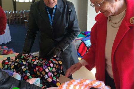 Here (left) Jubie Kriel who is the Church organist and Jill Collings, who heads the Helping Hands team, admire their collective handiwork.