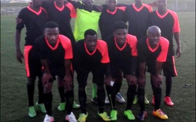 The Solyx  United  FC  soccer  team are back  from  left:   T  Komanisis, Z  Zwedala, L Magqazolo, A Role, A lumko and T Matshini.  Front:  S Myataza, l Qotsini, m Mgumani and L Dana.