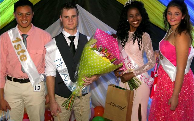 Llewellyn Davids charmed the judges and earned himself the 1st Princeâ€™s sash, but is was Jacques Prins who will be remembered as Mr Academia for 2017.  The vivacious beauty, Anelisa Xhego took the 2017 Miss Academia crown with Aimelize Geerdts as 1st princess.