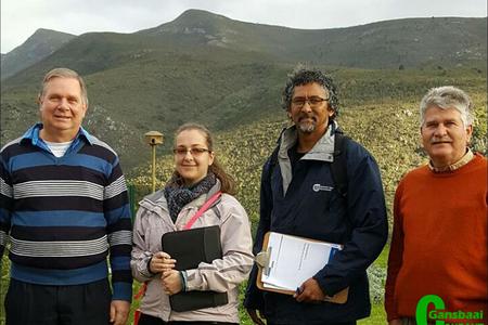 The two adjudicators for the 2017 Greenest Municipality Competition, Therina Oberholzer  and Gregg Adams, are welcomed by Overstrand's Manager of Solid Waste and co-ordinator for the competition, Johan van Taak (left) and HanrÃ© Blignaut, Deputy Director of Infrastructure & Planning (right).