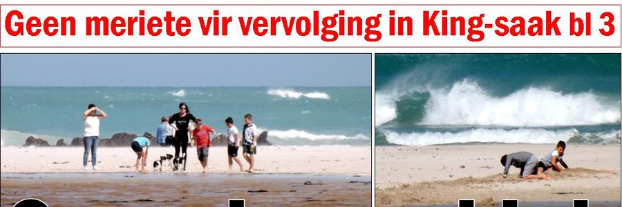 Uilkraalmond is oorvol en ten spyte van sterk wind het besoekers Sondag daarheen gestroom.  Die 2 seuntjies (regs) het geesdriftig gegrawe om die mond oop te kry, onbewus van die gevaar wat dit mag inhou.  Fotoâ€™s:  Monica Hayes  