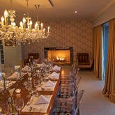 Table with fireplace