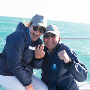 engagement on slash fin boat. marine dynamics, secret wedding