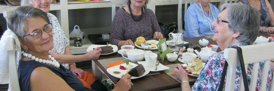 Ladies enjoying their meals