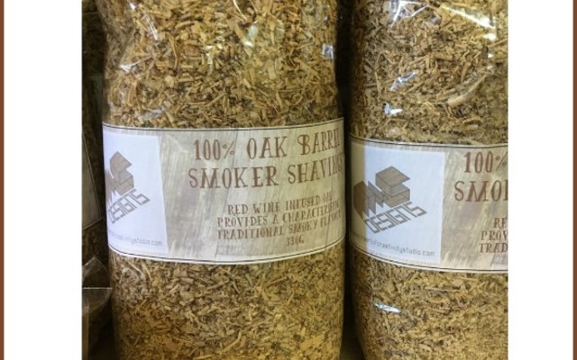 M+S Designs Oak Barrel Smoker Shavings