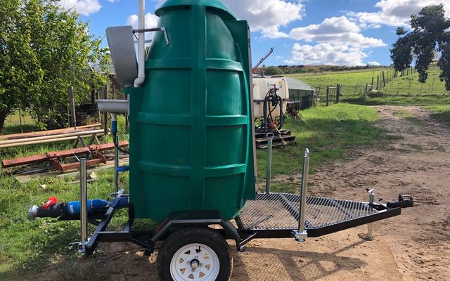 Mobile toilet trailer for Madron farming Stanford