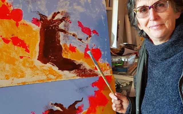 Amanda with the beginnings of her project.