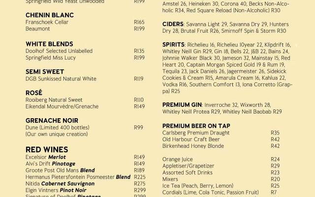 Menu Page 4 - Wines and Beverages