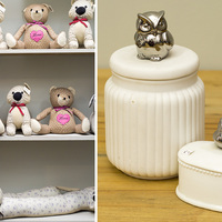 Handmade teddys and owl decor