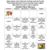 Kiddies February Menu