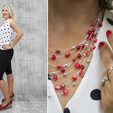 Black and white polka dots top